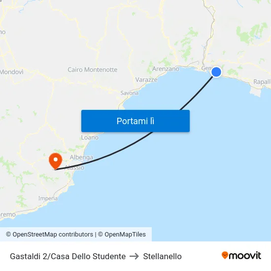 Gastaldi 2/Casa Dello Studente to Stellanello map