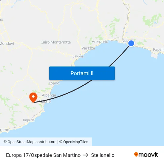 Europa 17/Ospedale San Martino to Stellanello map