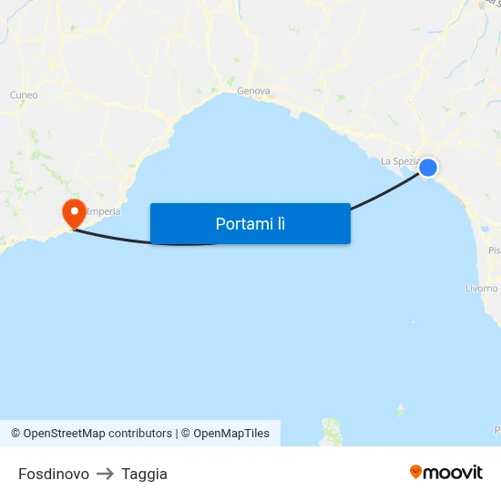 Fosdinovo to Taggia map