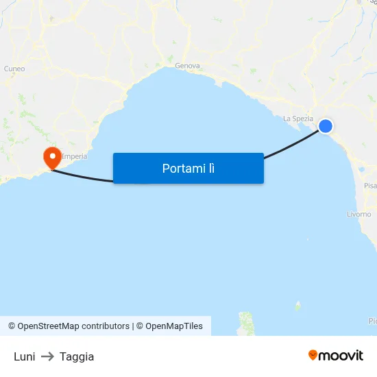 Luni to Taggia map