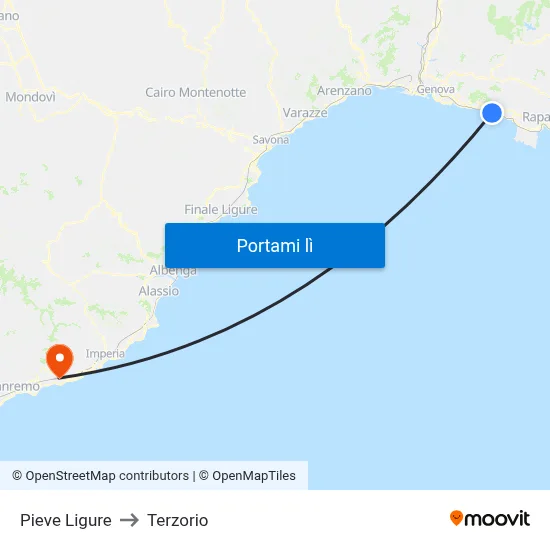 Pieve Ligure to Terzorio map