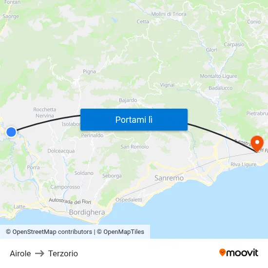 Airole to Terzorio map