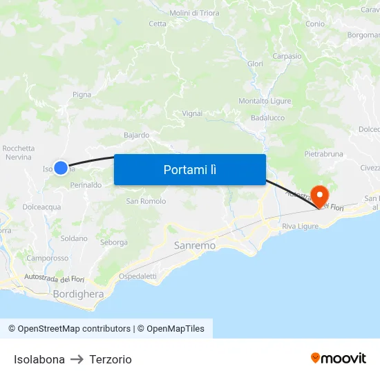 Isolabona to Terzorio map