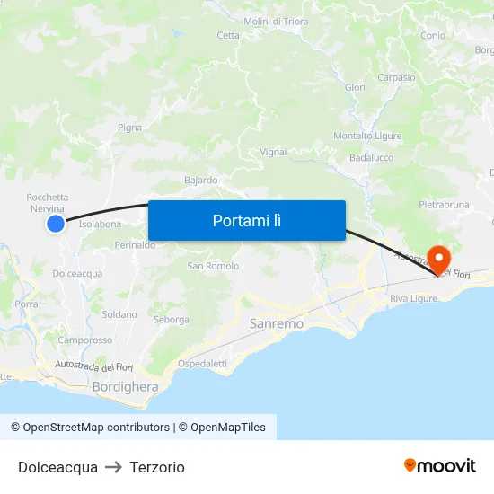 Dolceacqua to Terzorio map