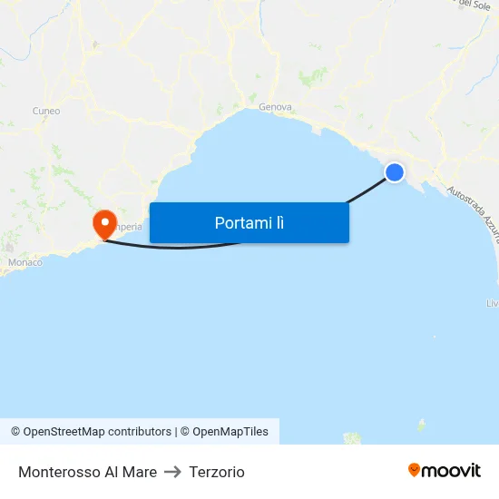Monterosso Al Mare to Terzorio map