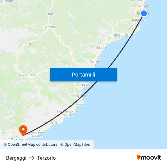 Bergeggi to Terzorio map