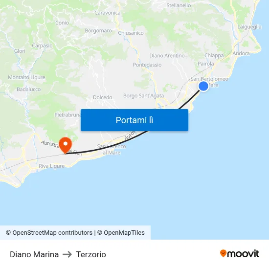 Diano Marina to Terzorio map