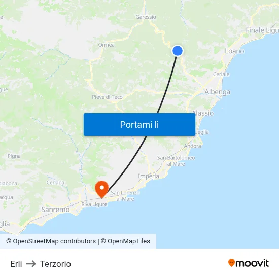 Erli to Terzorio map