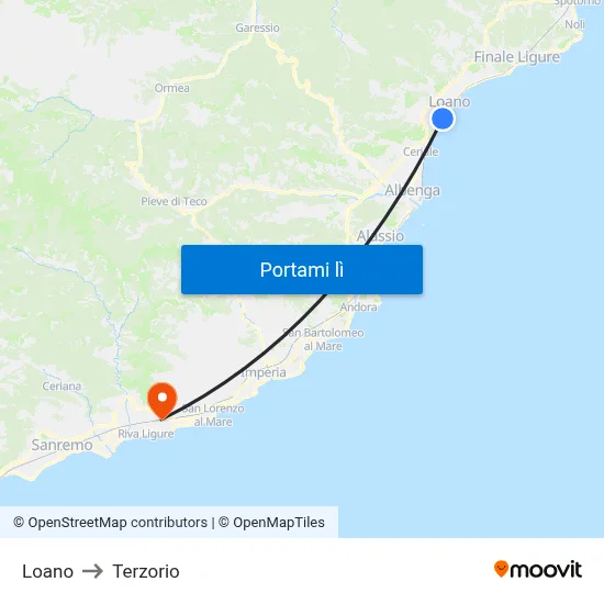 Loano to Terzorio map