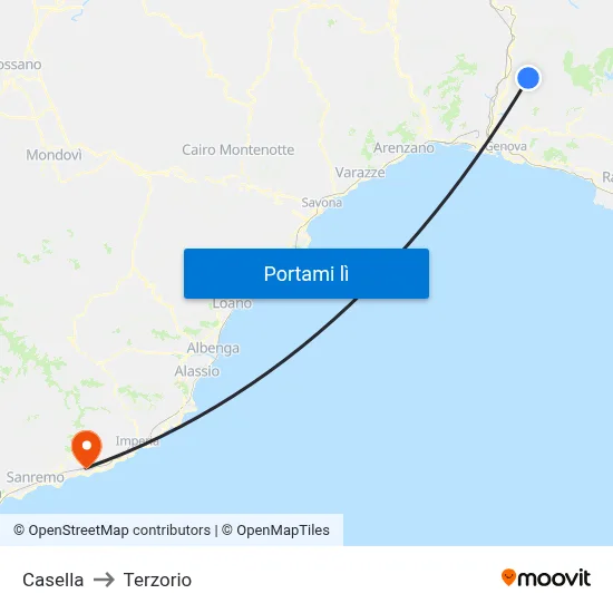 Casella to Terzorio map
