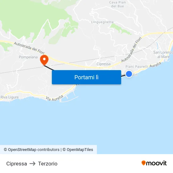 Cipressa to Terzorio map