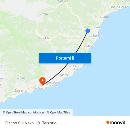 Cisano Sul Neva to Terzorio map