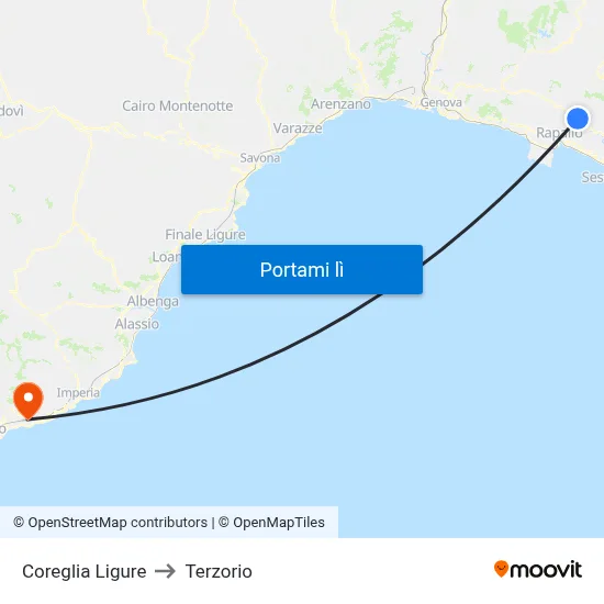 Coreglia Ligure to Terzorio map