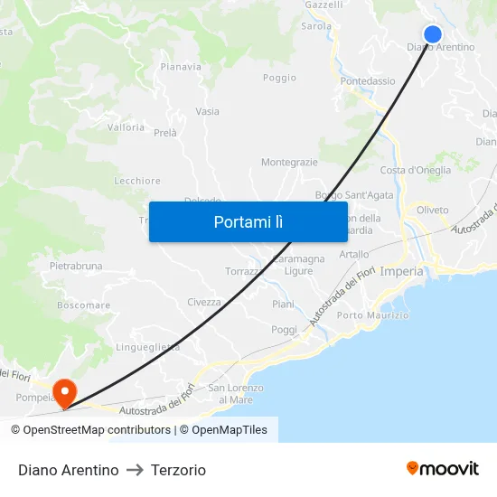 Diano Arentino to Terzorio map
