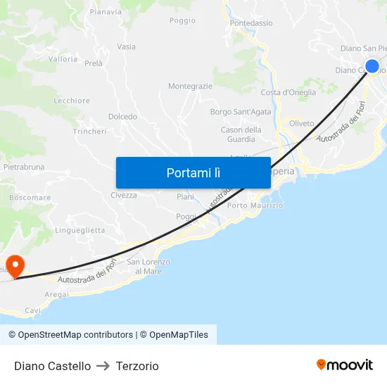 Diano Castello to Terzorio map