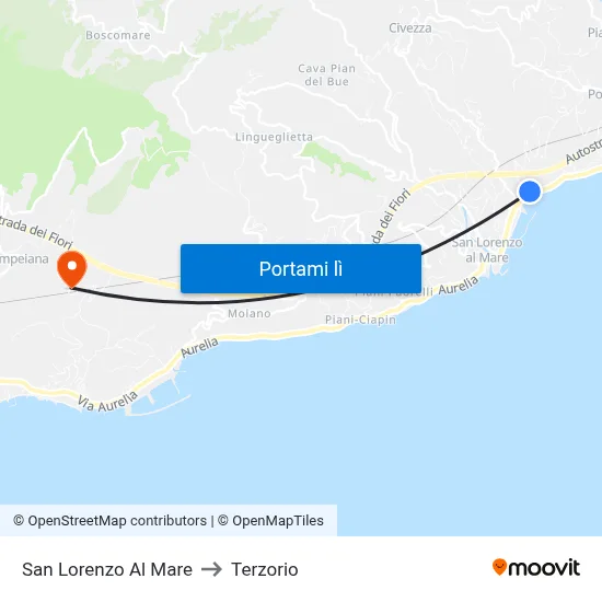 San Lorenzo Al Mare to Terzorio map