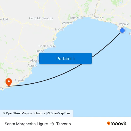Santa Margherita Ligure to Terzorio map