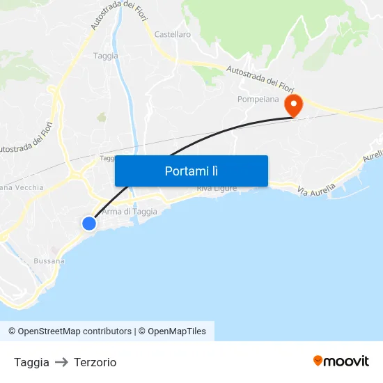 Taggia to Terzorio map