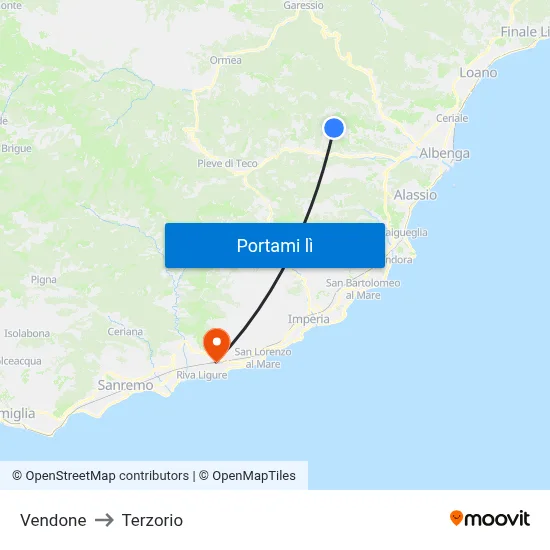 Vendone to Terzorio map