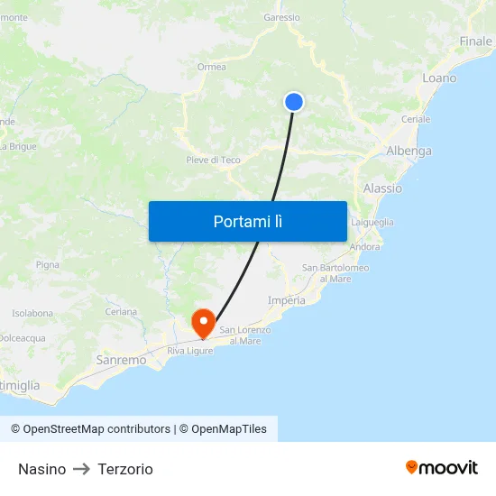 Nasino to Terzorio map