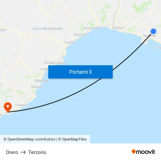 Orero to Terzorio map