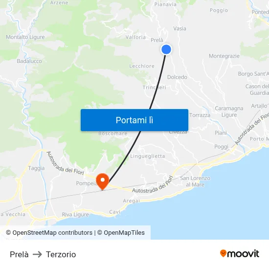 Prelà to Terzorio map