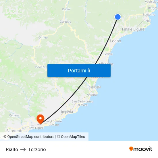 Rialto to Terzorio map