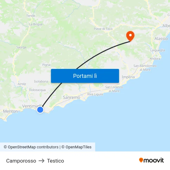 Camporosso to Testico map