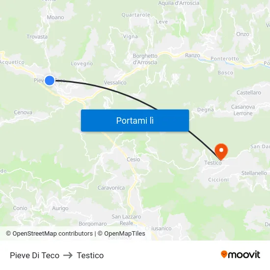 Pieve Di Teco to Testico map