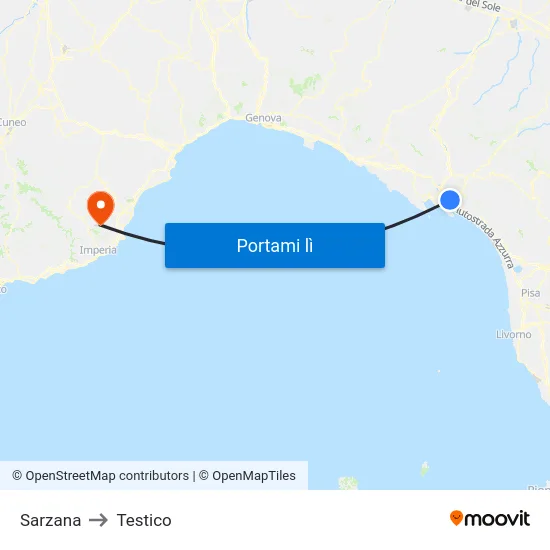 Sarzana to Testico map
