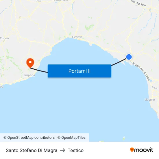 Santo Stefano Di Magra to Testico map