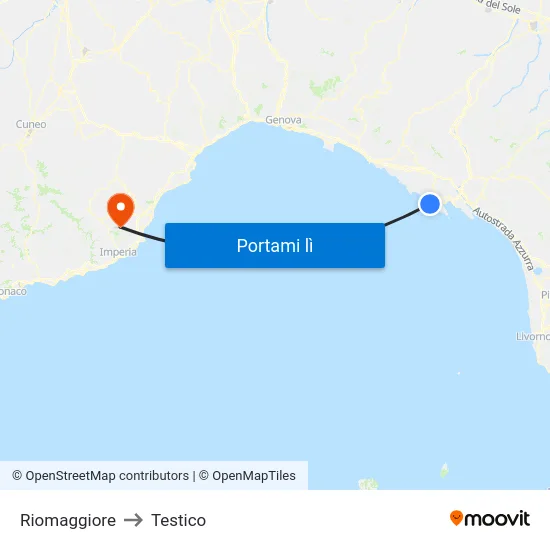 Riomaggiore to Testico map