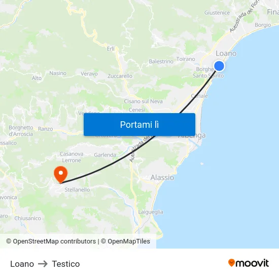 Loano to Testico map