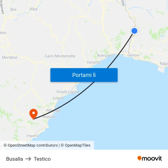 Busalla to Testico map