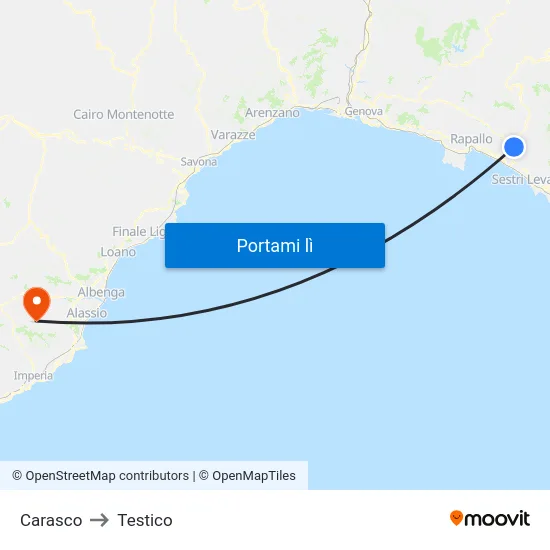 Carasco to Testico map