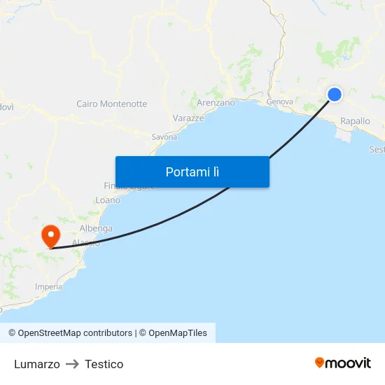 Lumarzo to Testico map