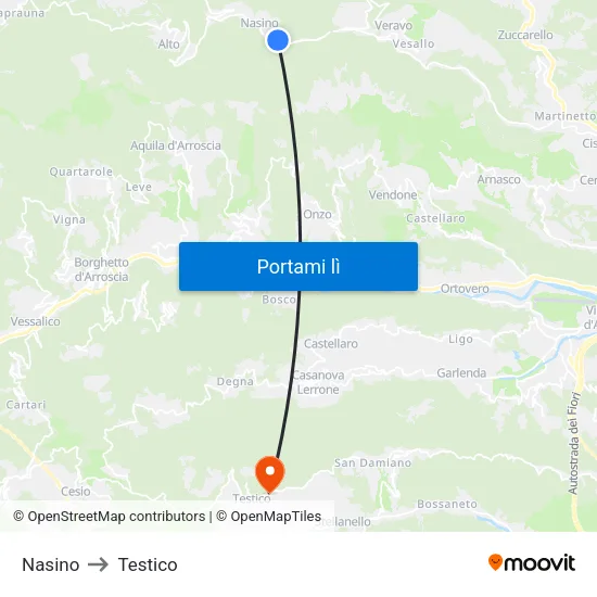 Nasino to Testico map