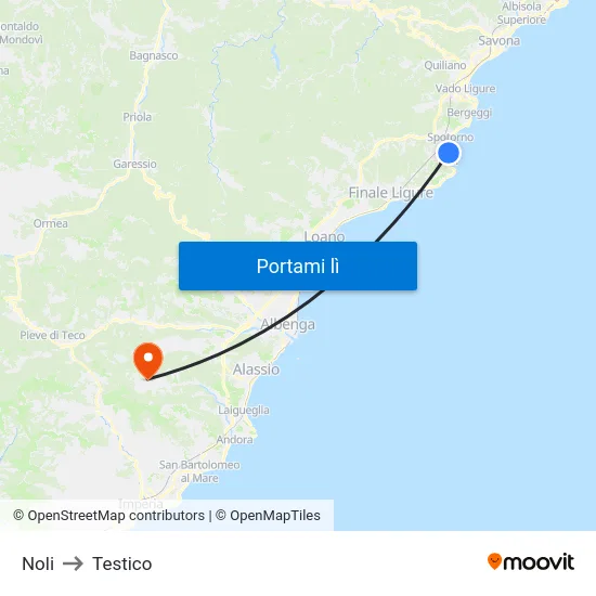 Noli to Testico map