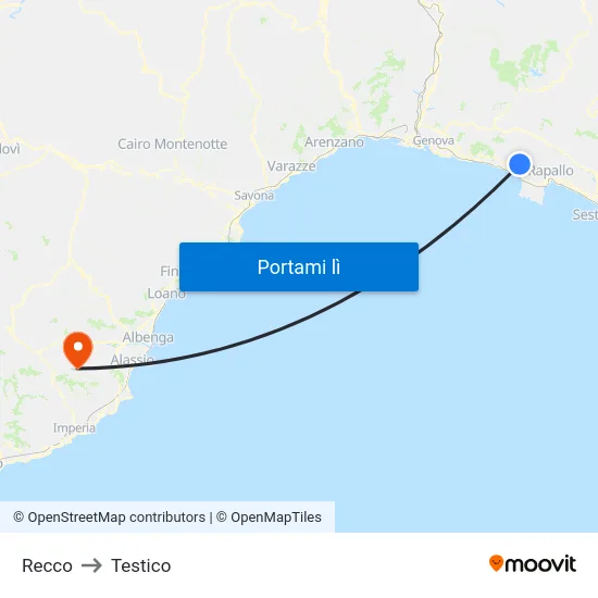 Recco to Testico map