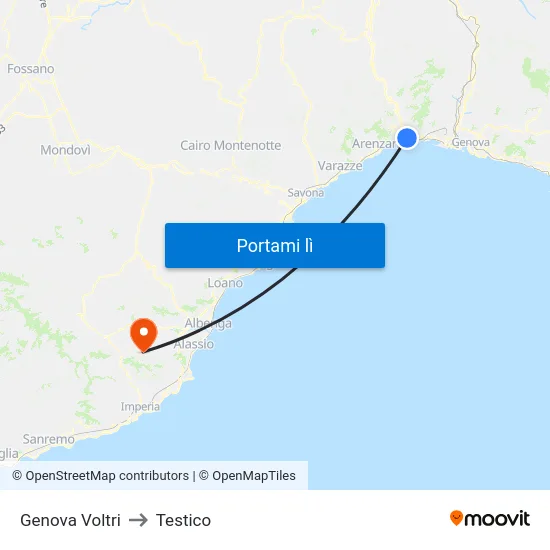 Genova Voltri to Testico map