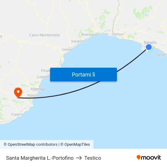 Santa Margherita L.-Portofino to Testico map