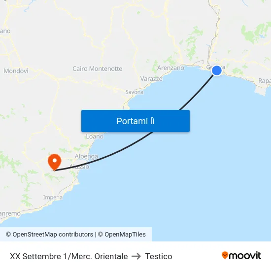 XX Settembre 1/Merc. Orientale to Testico map