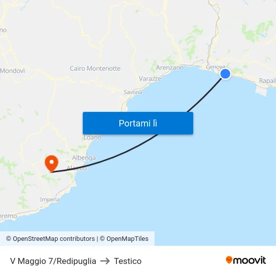 V Maggio 7/Redipuglia to Testico map