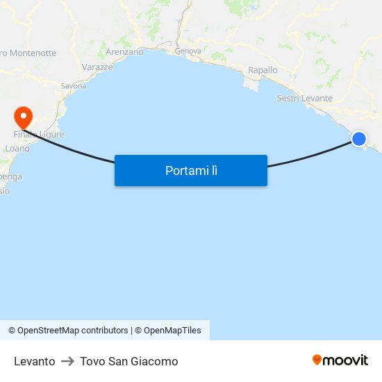 Levanto to Tovo San Giacomo map