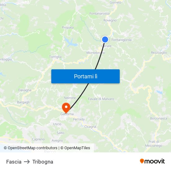 Fascia to Tribogna map