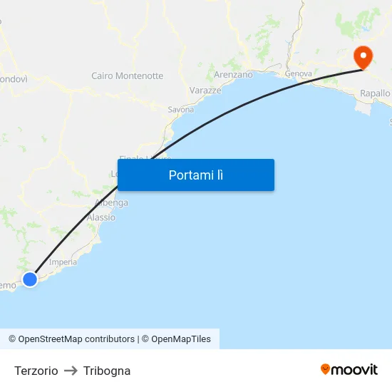 Terzorio to Tribogna map