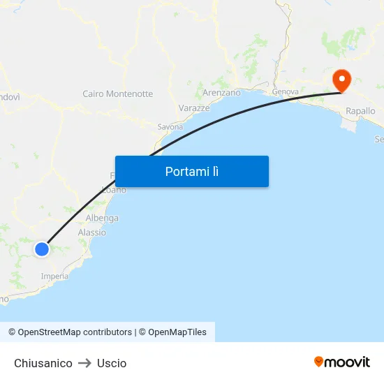 Chiusanico to Uscio map