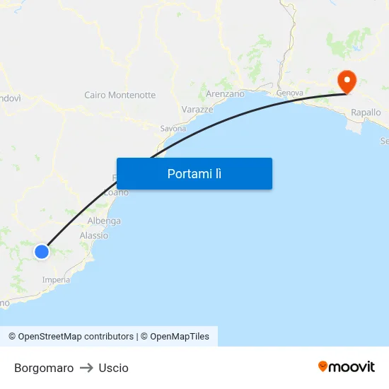 Borgomaro to Uscio map
