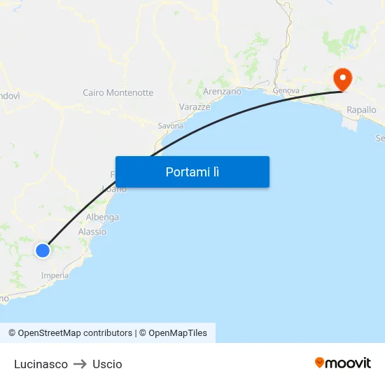 Lucinasco to Uscio map