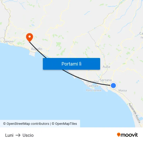 Luni to Uscio map